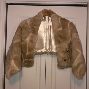 Cream/ Tan Faux Fur Shawl/ Cape